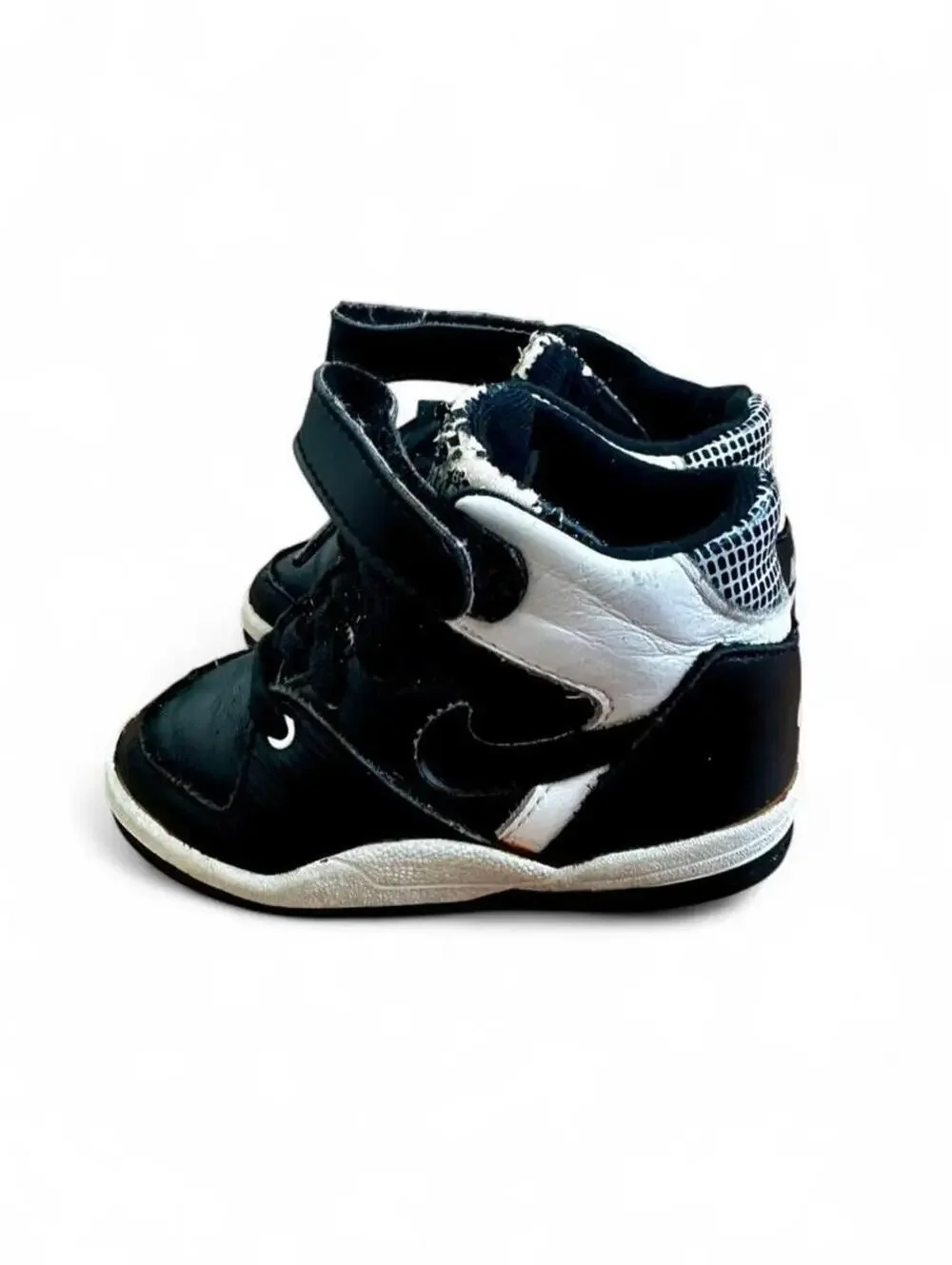 RARE Vintage Nike Baby Force High Top Toddler 5.5 Black White Strap 900608 IF
